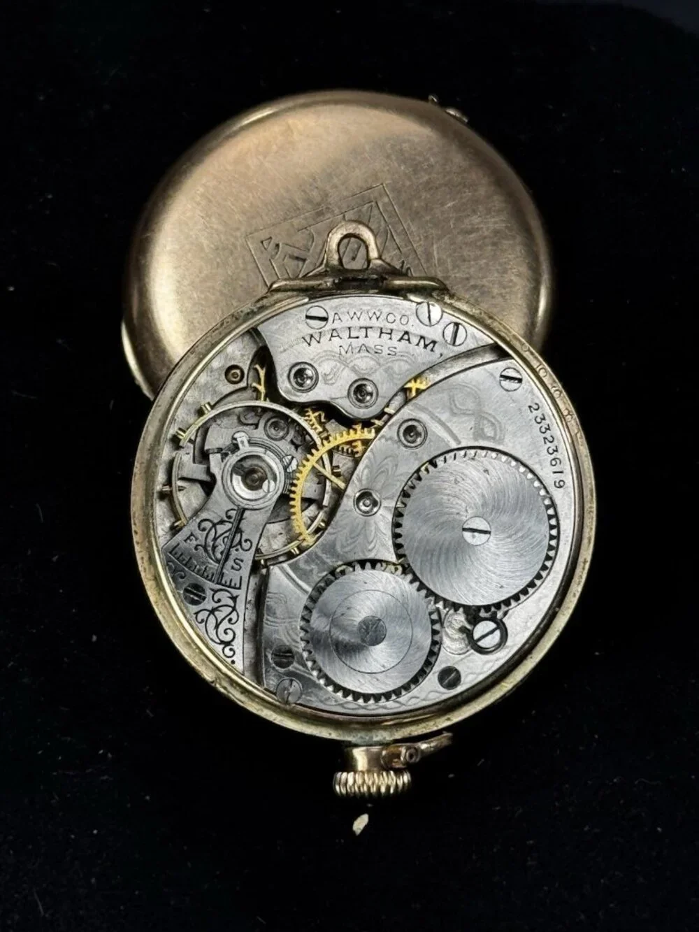 1919 Waltham Grade 225 17J 12S Pocket Watch Wadsworth 20 Yr Gold Filled Case